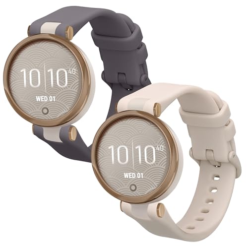 Image of kwmobile Straps Compatible with Garmin Lily Sport Straps - 2x Replacement Silicone Watch Bands - Lavender /Beige
