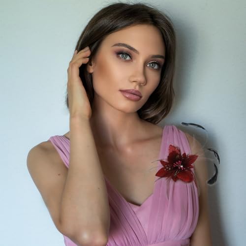 Image of Multi-function Feather Flower Brooch Pins & Hair Clips for Women Girls Corsage Brooch Party Ceremony Accessories Dance Banquet Pins Headdress