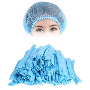 NUVO MEDSURG Disposable Bouffant Head Cap (Blue , Pack of 100)