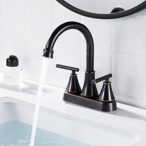Fransiton 2221-2241 Bathroom Sink Faucet 4 Inch 2 Handle Centerset Oil Rubbed Bronze Lead-Free Modern Bathroom Faucet Vanity Faucet thumb #3