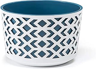 SimplyTheBest Flowerpot | Ø 14 cm H 15cm | Balcony Garden Container Bucket | Two parts | Organizer box decor | Mix! Match! Play! (White + Blue)