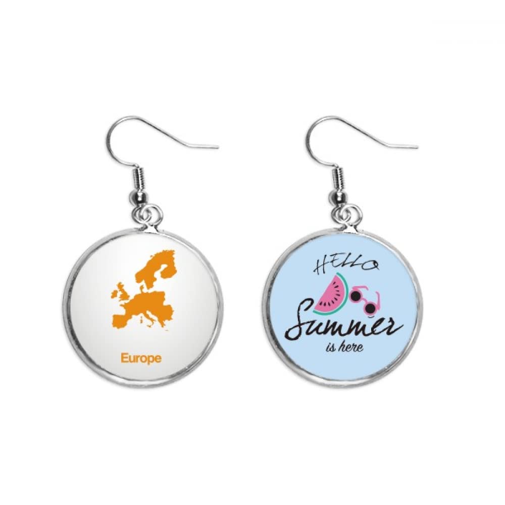 Pendientes de sandía con patrón amarillo de mapa de Europa 5