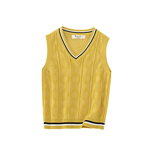 Kids Girls Casual Sleeveless V-Neck Sweater Vest School Uniform Vest Sweater Jumper Cable Knit Tank Tops2