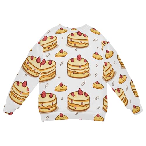 JUNZAN Cartoon Sweets Strawberry Cakes Kids Girls Hooded Sweatshirt Crewneck Tops Clothing Shirts Sports 4T2