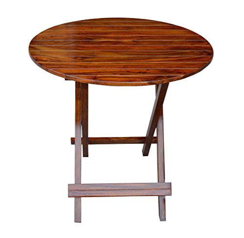 Image of MAMTA DECORATION Coffee Table Patio Garden and Outdoor Furniture Round Top Folding Table - Brown, Design 2, Standard (MD-TB-03-BR)