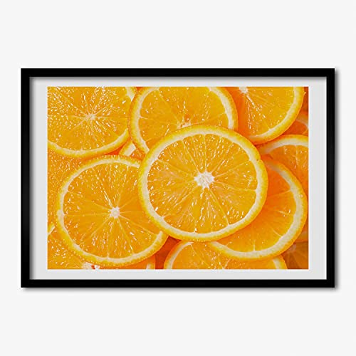 Affiche tranche d'orange Tulup avec cadre photo bois MDF 70x50 cm pour décoration murale salon