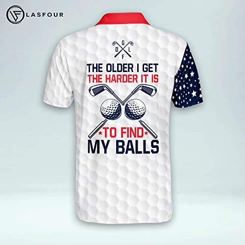 LASFOUR Personalized Funny Golf Shirts for Men, American Flag Men's Golf Shirts Short Sleeve, Patriotic Golf Shirts for Men3