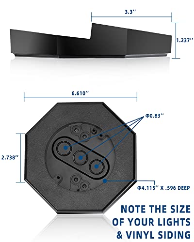 Siding Mounting Block, Octagon Siding Mounting Kit With Built-In Box, Siding Light Blocks For 1/2 Inch Lap Double, Black(2 Pack) #TOP1