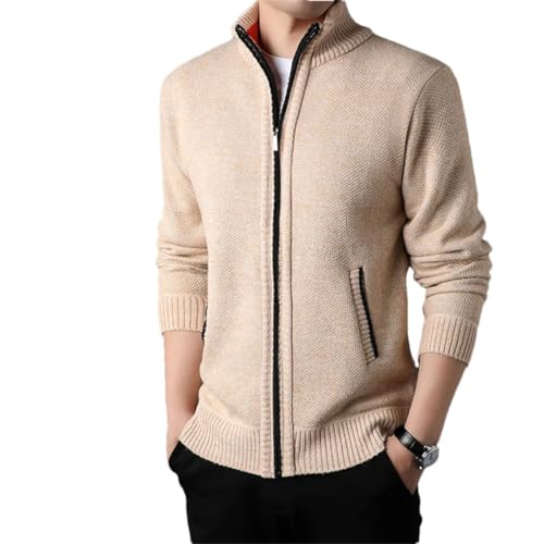 Men's Stand-Up Collar Knit Sweater Cardigan Korean Slim Solid Sweatercoat