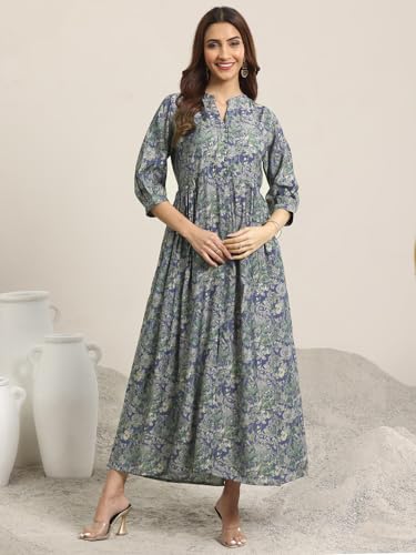 Image of Libas Printed Silk Blend A-Line Dress