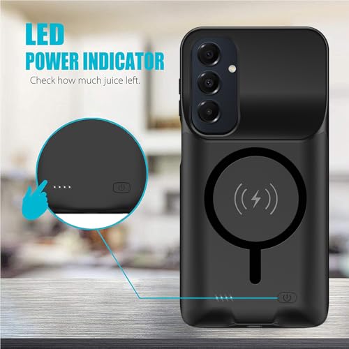 Image of Battery Case for Galaxy A16 /A17, 10000mAh High Capacity Portable Charger Case, Rechargeable Smart Battery Pack Compatible with Galaxy A16 A17 6.7 inch Charging, Support Wireless & Carplay - Black