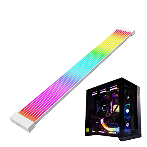 ARGB Strip - 24 Pin PC Cable Sleeved Extension RGB Cable | 24p/3x8-Pin Atx RGB Cable with Diffused Neon LED Strips, Motherboard Accessories