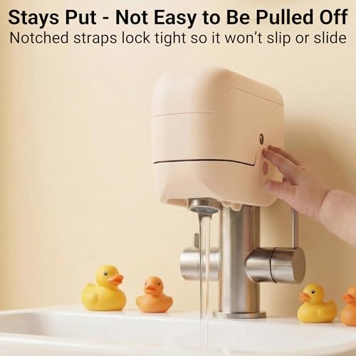 Image of Adorila Whale Silicone Spout Cover for Bathtub Faucet, Adjustable Straps for Roman Tub & Deck Mount, Soft Protective Guard (Almond Beige)