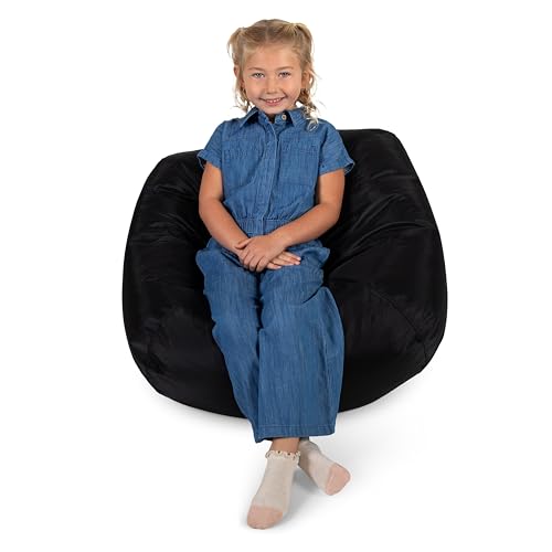 Big Joe Classic Bean Bag Chair for Kids Bedroom and Reading Nook, Easy-Clean Stretch Limo Black, Durable Nylon Polyester Blend, 2 feet Refillable by Big Joe - Used condition - US$32.89