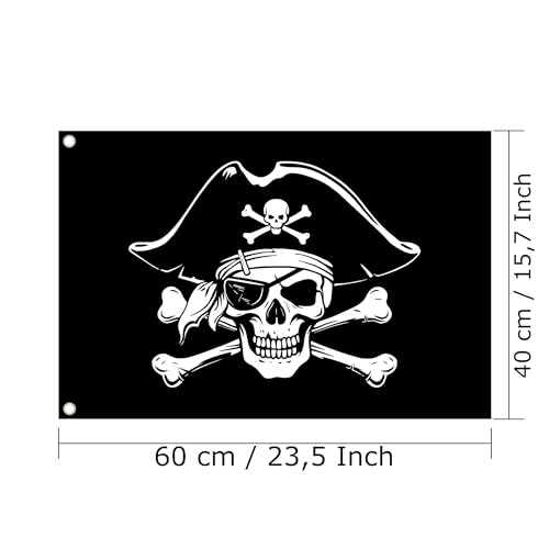 Pirate Flag / 60 x 40 cm / 23.6 x 15.7 Inches / Weatherproof with Eyelets / Outdoor and Indoor / Flag for Flagpole /100% Polyester (Skull 2 (Size S)) - Image 2