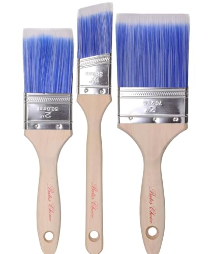 Bates- Paint Brushes, 3 Pack, Assorted Sizes, Treated Wood Handle, Paint Brushes for Walls with One Angled Brush, Stain Brush, Wall Paint Brushes, Paint Brushes for Painting Walls, Painting Brush