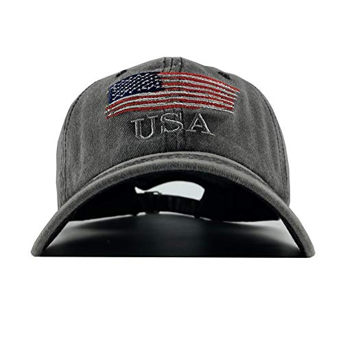 Washed American Flag Baseball Cap - Retro Adjustable Sun Dad Gift Hats For Men/Women Fashion Trucker Cap Black #TOP1