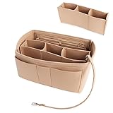 【Abnehmbare Tasche】Taschen organizer mit Innentaschen ist sehr praktisch, insgesamt 11 Taschen, 3 Außentaschen, 8 Innentaschen, Beige Taschenorganizer hat ein herausnehmbares Innenfach in der Mitte des Innenraums, halten die Innentaschen ordentlich und stabil, und kann entfernt werden, um mehr Dinge zu setzen.
