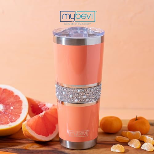 MyBevi Hollywood Insulated Tumblers, Premium Grade Stainless Steel Hydration Tumbler - Hot & Cold, Leak-Resistant Lid, BPA-Free | 20 oz, Melon Sparkle