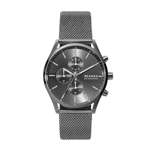 Skagen Men's Holst Chronograph Gunmetal Gray Stainless Steel Mesh Band Watch (Model: SKW6608)