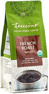 Teeccino Chicory Coffee Alternative – French Roast – Ground Herbal Coffee That’s Prebiotic, Caffeine-Free & Acid Free, Dark Roast, 11 Ounce
