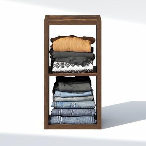 Image of Furinno Cubic Extra Thick 2-Cube Closet Organizers and Storage, Amber Pine | 14.6 x 16 x 30 in, Open Shelf Closet Storage, Closet Organizer, for Wardrobe, Bedroom, Living Room