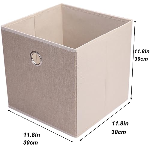 JAKAGO Foldable Storage Boxes Set of 6,Large Cloth Drawer Organizer Fabric Storage Cubes 30 x 30 x 30 cm for Cube Storage Unit Home Office Nursery Organiser (Beige) - Image 3