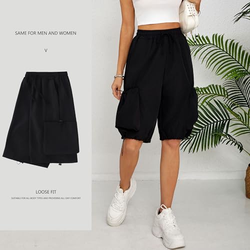 Cargo Shorts Women Y2K Baggy Knee Length Athletic with Pockets Hiking Waterproof Black Pants Men Summer Outfits4