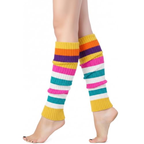 Image of v28 Women Warm Leg Warmers 80s Retro Party Costume Knit Ballet Neon Long Socks