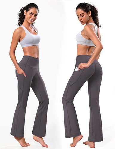 Image of BUBBLELIME 29 inch /31 inch /33 inch /35 inch /37 inch 3 Styles Women's High Waist Bootcut Yoga Pants Basic /Side Pockets Tummy Control Workout Flared