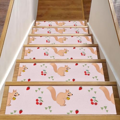 Peldaños de escalera de frutas de ardilla para proteger pasos de madera en interiores de hogares 2