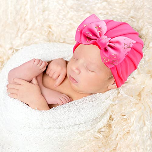 12Pcs Cute Baby Hats Newborn Baby Turban Girl Bow Beanie Hats Soft Head Wraps for Infant Toddlers Hair Accessories, Type 14