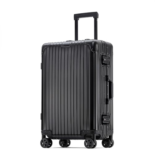 Aluminium Silver Suitcase 20 Inch Cabin Suitcase Zipperless Aluminum Luggage with TSA Password Lock,Black,20in
