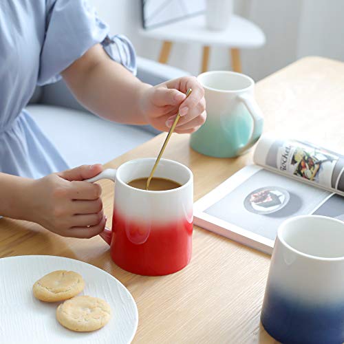 TEANAGOO Porcelain Coffee Mugs Set Of 6, 16 Ounce For Coffee, Tea, Cocoa, Set Of 6, MS025W Warm Sorted Colors, Teal Coffee Mug Set Of Large Coffee Mugs, juego de tasas de cafe 6 tasas para cafe set