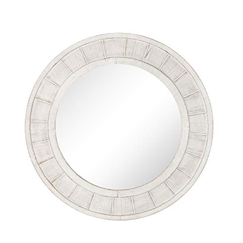 Sagebrook Home Wood Frame 28" Wall Mirror, Antique White Wb