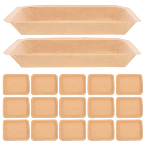 RUNROTOO 50piezas Bandejas Desechables de Papel Kraft para Barbacoa y Mariscos Rectangulares y Apilables para Fiestas de Camarones y Cangrejos Uso Práctico y Fácil Transporte
