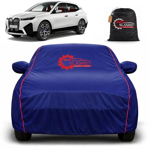 Image of Premium 100% Waterproof Car Cover for BMW iX Models | All-Weather, UV & Dust Protection | Heavy-Duty 3-Layer Fabric | Custom Fit with Mirror & Antenna Pockets | Navy Blue