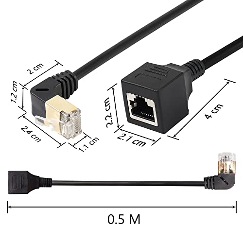 SinLoon RJ45 Cat8 Ethernet Cable,90 Degree Male to Female High Speed Cat8 Network Cable,40Gbps 2000Mhz SFTP Patch Cord For Router Modem Server (down) - Image 3