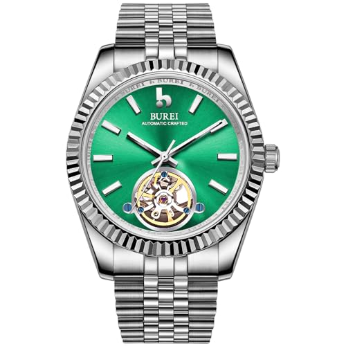 Image of BUREI Men's Classic Luxury Watch Stainless Steel Waterproof Machine Watch Fashion Double Watches Date Sapphire Crystal