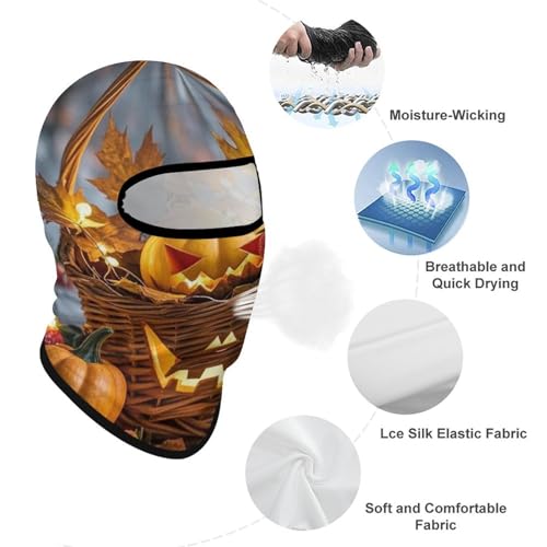 Máscara facial de pasamontaña con diseño de hoja de arce y calabaza para hombres y mujeres, protección solar, transpirable, cubre todo el rostro para senderismo, ciclismo, correr y conducir miniatura 3