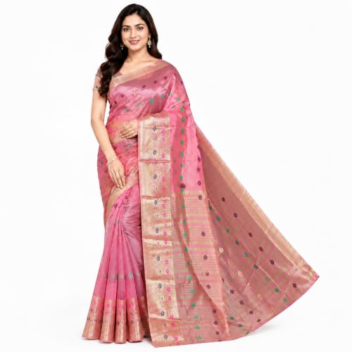 Image of Sarees for Women Wear Organaza Silk Banarasi Sari Kanjivaram Soft Pure Paithani Wedding Original Kanchipuram Pattu Sadi with Blouse Piece 2026 (Flowermeena)