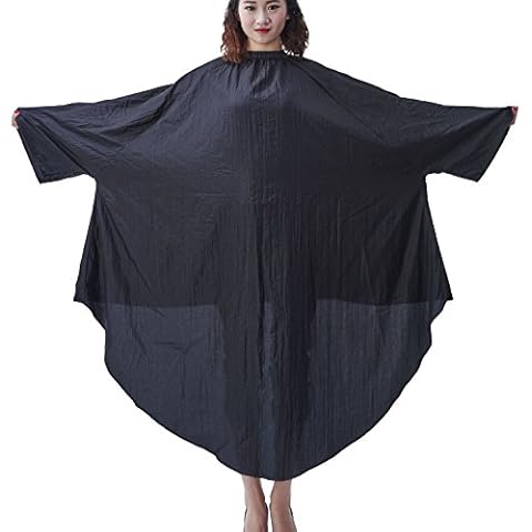 Salon Professional Hair Styling Cape, Colorfulife Hair Cutting Coloring Crepe Waterproof Hairdresser Wai Cloth with Sleeve Barber Gown Hairdressing Wrap,43"x51" (Black) Cover