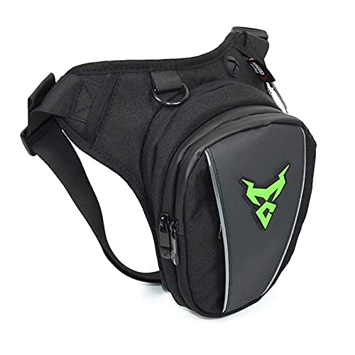 Beintasche Herren Motorradtropfen Taille Bein Bag Oberschenkel Gürtel Hüfte Bum wasserdichte Motorrad Reise Fanny Pack Taschen Motorrad Beintasche(Green Remark)