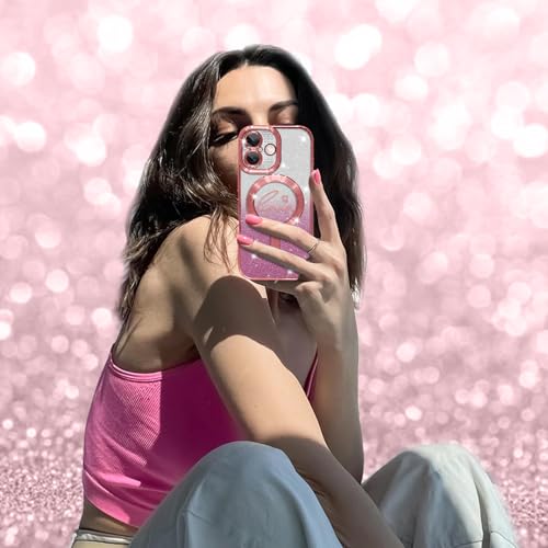Image of ZIYE Magnetic Case Designed for iPhone 17 Glitter Case-Pink