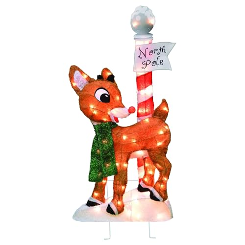 ProductWorks 32 Inch Rudolph The Red-Nosed Reindeer Indoor/Outdoor Christmas Yard Ornament, Holiday Display with 70 Clear LED Lights
