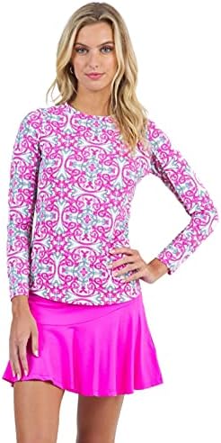 IBKUL Women’s Sun Protective UPF 50+ Cooling Alice Print Long Sleeve Crew Neck – 12972