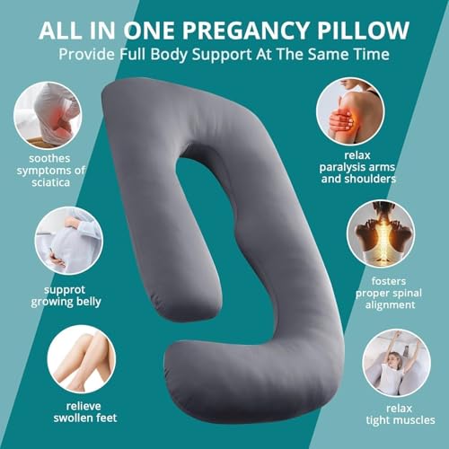 Image of Cooling Pregnancy Pillows for Sleeping, 65'' Full Body Pillow, Dark Grey