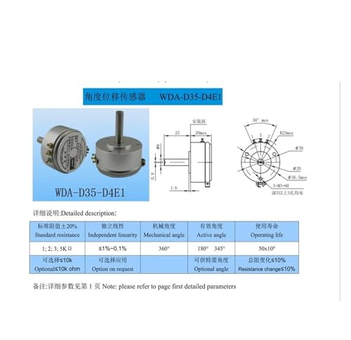 Potentiomètre WDA-D35-D4E1 capteur d'angle plastique