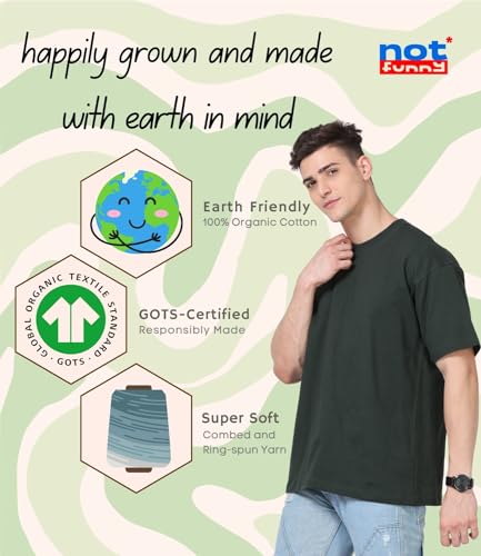 Image of Not Funny 280 GSM Pure Organic Cotton Oversized t Shirts for Men | Drop Shoulder Tshirt for Men & Boys (Available in Black, Blue, Beige,Orange & White)