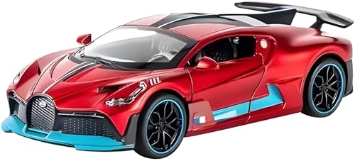 Image of Die-Cast Model Car, 1:32 Scale, Black with Gold Accentsband Hood Pull Back Super Car with Openable Doors Sound and Light for Birthdays Gift Party Decorations (Bugatti 1:32)